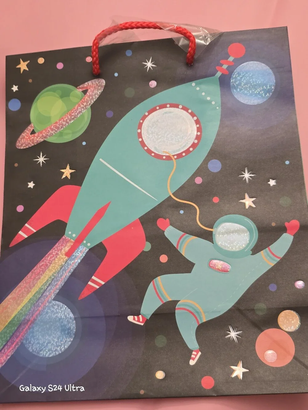 3 Piece Gift Wrap: Blank Card, Gift Bag, & Tissue Paper NEW Space Ship Design